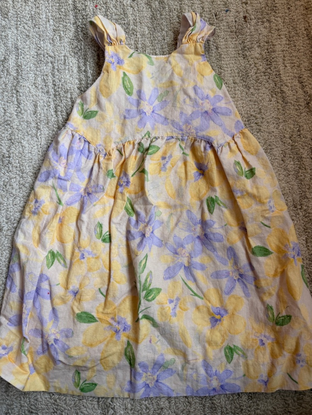 Zara Yellow and Lavender Floral Cotton Dress